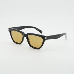 Saint Laurent SL462SULPICE 009 Sunglasses Black Cat Eye Frame, Yellow Lenses